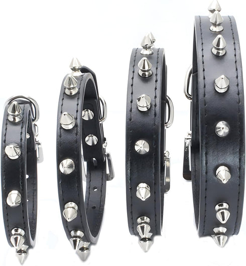 Soft PU Leather Spiked Dog Collar, Adjustable Studded Cat Collars for Girl Boy Small Breed Pet Teacup Mini Tiny Puppy