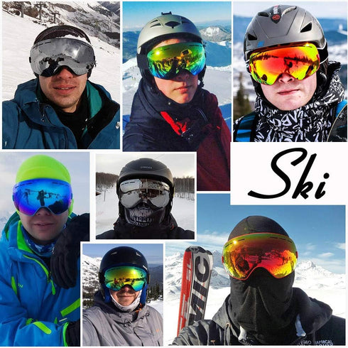 SPOSUNE Ski Goggles Over Glasses - UV400 Anti-Fog Snow Goggle for Men, Women, Youth