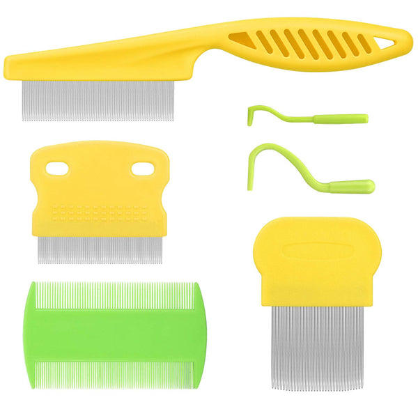Cat & Dog Comb Set, Fine Tooth Grooming Comb for Dandruff and Hair Removal (Yellow)