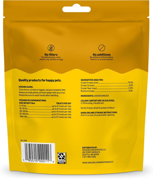 3 Oz (Pack 1) Amazon Basics Dog Treats Freeze Dried Raw Single Ingredient Chicken Breast, High Protein, Healthy