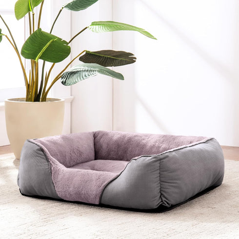 MIXJOY Dog Beds for Medium Dogs, Washable Orthopedic Rectangle Bed, Soft Rabbit-Velvet Cozy Cuddler with Anti-Slip