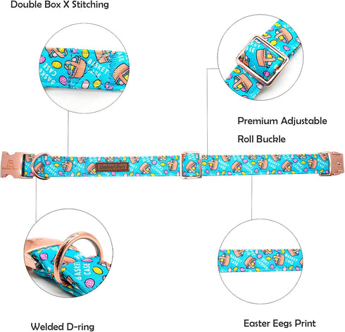 Lionheart glory Easter Dog Collar, Colorful Adjustable Heavy-Duty Puppy Collar with Easter Egg Print for X-Small Dogs