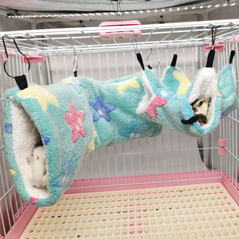 LEFTSTARER Guinea Pig Accessories, Sugar Glider Cage Accessories, Hamster Rat Toys, Ferret Hammock (Green-Star)