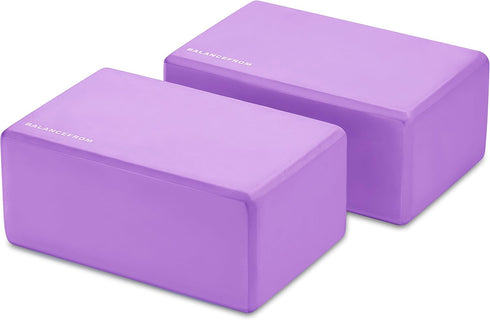 Signature Fitness Set of 2 High Density Yoga Blocks, 9"x6"x4" Each, Multiple Colors