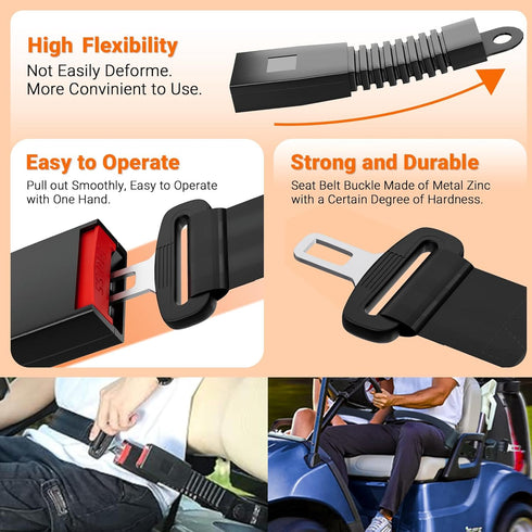 Golf Cart Seat Belts, 40" Retractable Universal Seat Belts Kit, Fits Club Car EZGO Yamaha (2 Set/4 Set)