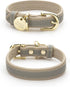 London Vegan Leather Dog Collar, Luxury Adjustable Buckle Collar for Small to Large Dogs, Grey Over Beige, Large
