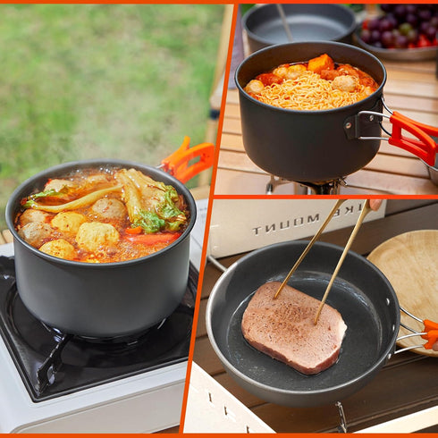 Gutsdoor Camping Cookware Set, Lightweight Stackable Non-Stick Cooking Equipment with Storage Bag for Outdoor