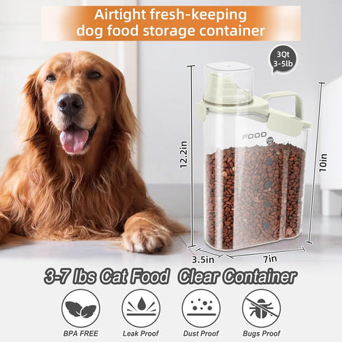 3-5Lbs Spout/1 3 1Pack Small Cat and Dog Food Storage Container BPA Free, Airtight Pet Food Storage Containers