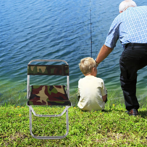 Portable Folding Chair Large Size Lightweight Camping Seat for Outdoor Fishing Hiking Garden Use Camouflage Collapsible