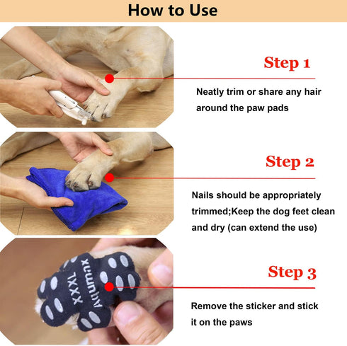 Dog Paw Protector Anti-Slip Pads - Toe Grips for Senior Dogs, Traction Pads for Slippery Floors, 12 Sets (48 pcs)
