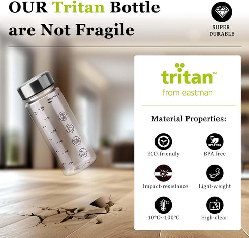 6 Pack Lid(12 Plastic Juice Bottles with Caps - Wide Mouth Resuable Clear Plastic Water Bottles