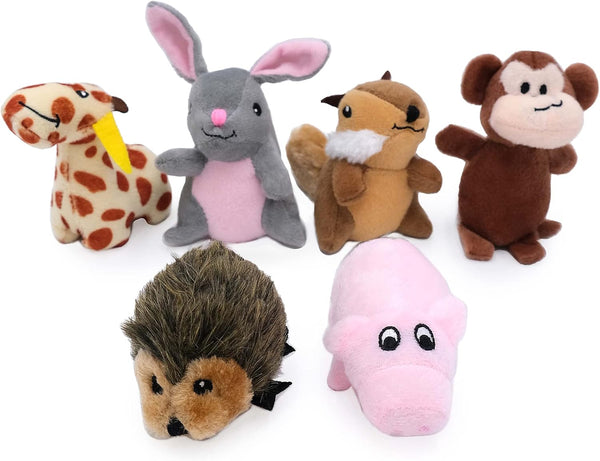 ZippyPaws Burrows Replacement Miniz 6-Pack Assortment - Plush Refills for Interactive Dog Toys