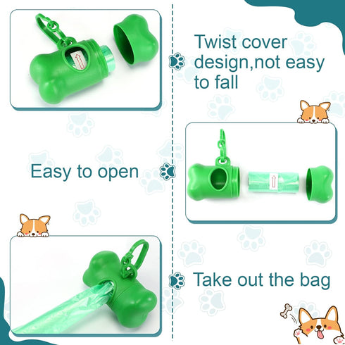 50 Pack Zhehao Dog Poop Bag Holder Bulk for Leash with Clip, Preloaded Waste Dispenser, Portable Walking Accessories