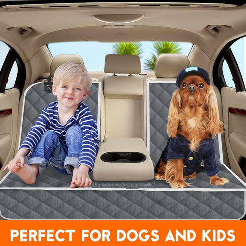 Yuntec Dog Car Cover for Back Seat Pet Protector Waterproof Bench Car Seat Cover, Nonslip Rear Seat Cover fits Middle