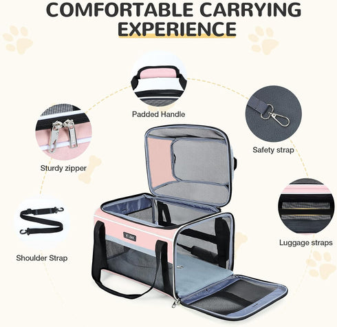 17x11x9.5 Inch 12lbs Lekereise Top-Expandable Pet Carrier Alaska Hawaiian Airline Approved Soft Sided Underseat