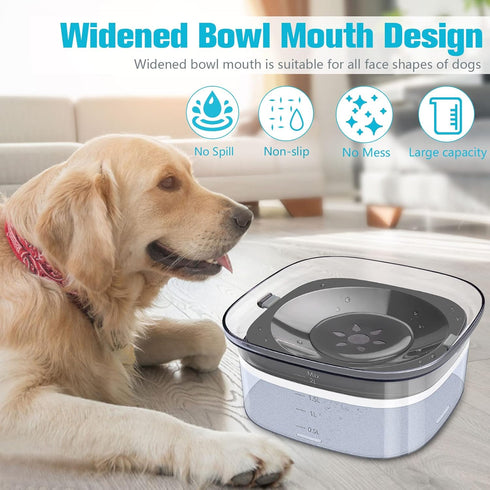 UPSKY 70oz Dog Water Bowl, 2L No Spill Large Capacity Slow Water Feeder, Spill Proof Pet Water Dispenser for Travel