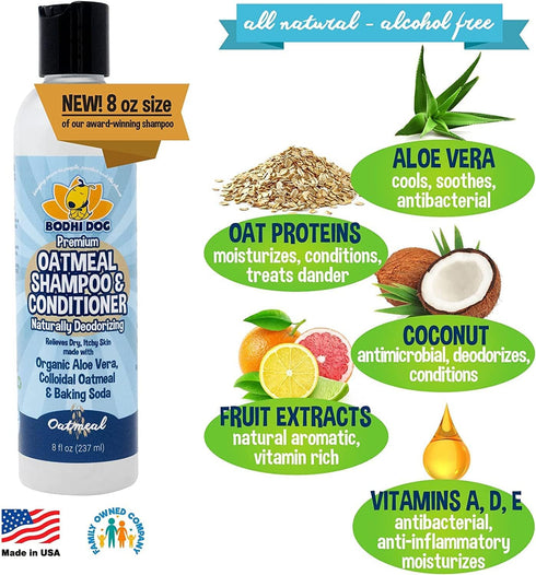 Bodhi Dog Baby Powder Scented Cat & Dog Cologne 4oz + Oatmeal Dog Shampoo & Conditioner 8oz for Sensitive Skin