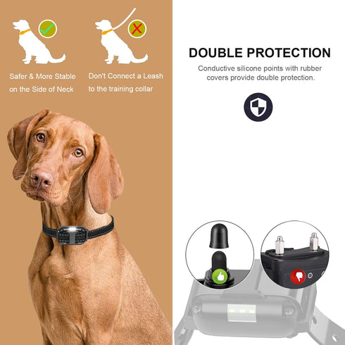 Dog Shock Collar with Remote, Waterproof Rechargeable, 1640ft Range with LED Light, Beep, Vibration, Shock for