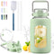 BLUEGO 84oz Water Bottle Glass with Stainless Steel Handle Large 2.5l Water