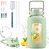 BLUEGO 84oz Water Bottle Glass with Stainless Steel Handle Large 2.5l Water