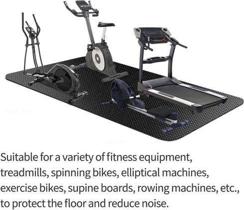 Large Exercise Mat for Home Gym, Treadmill, Bike, Cardio, Weightlifting, Non-Slip Rubber Workout Mat