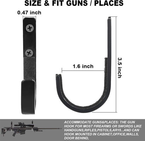 Gun Rack Storage Hooks for Rifles, Shotguns, Wall Mount Hangers with Soft Padding