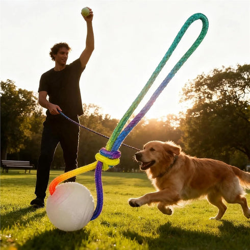pureza 2 Pack Interactive Dog Ball Toys - Glowing Teether with Rope for Small Medium Large Breeds