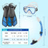 Set Seavenger Aviatar Diving Dry Top Snorkel with Adjustable Open-Heel Fins, Single-Lens Mask, and Mesh Gear Bag