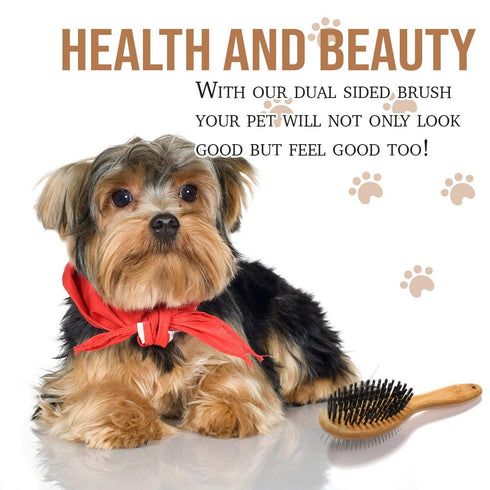 KylePet Dog Brush - Double Sided Slicker Brush with Bamboo Handle for Long Hair Pets, Grooming Comb for Shedding