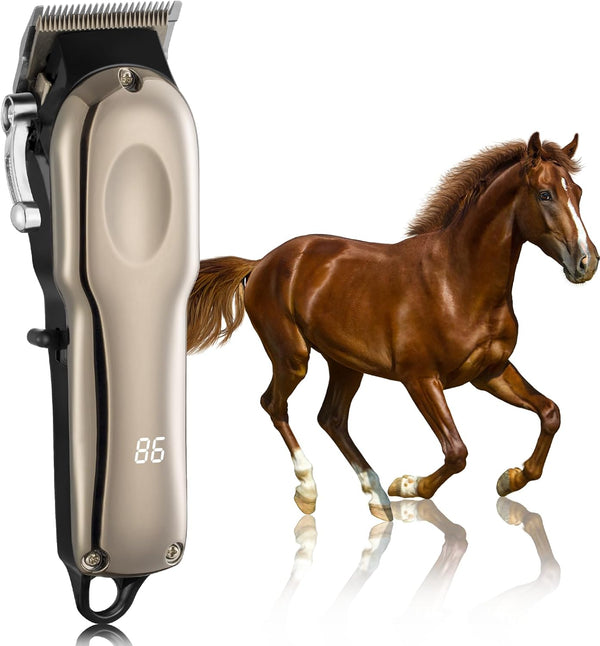 Ciphuoly Horse Clippers Cordless Quiet, Professional Livestock Clippers with 4 Guide Guards, Electric