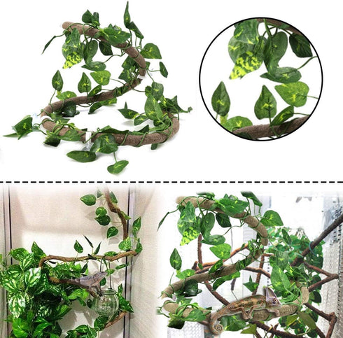 PINVNBY Hammock for Bearded Dragons, Reptile Habitat Lounger with Natural Seagrass Fibers, 4Pcs