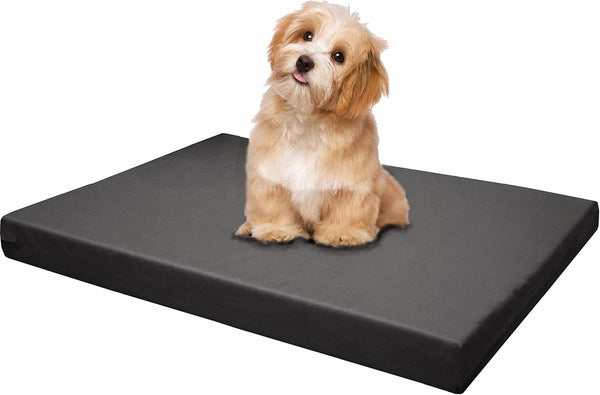 Dogbed4less Memory Foam Platform Dog Bed, Crate Mattress for Orthopedic Joint Relief with Waterproof Removable Cover,