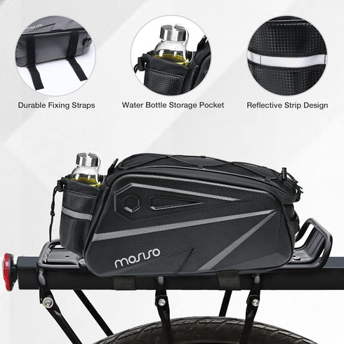 MOSISO Bike Rack Bag, Waterproof Bicycle Trunk Bag, 14L EVA Mountain Bike Rear Seat Bag with Shoulder Strap, Black