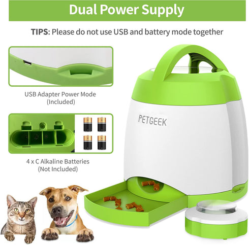 PETGEEK Automatic Dog Treat Dispenser with Button - Puzzle Memory Training Feeder, Pet Geek Button Treat Food