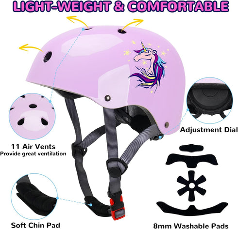 Kids Helmet with Knee Pads, Elbow Pads, and Wrist Guards, Protective Gear for Boys Girls Age 3-8 for Roller Skates &
