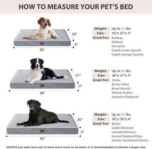 WNPETHOME Orthopedic Dog Beds for Large Dogs, Extra Large Waterproof Bed with Removable Washable Cover, Anti-Slip