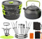 Lixada Outdoor Camping Cookware Mess Kit: Pots and Pans Set with Stove, Spoon, Fork, Cutter for Hiking