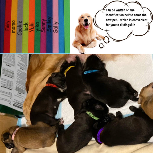 30 Pcs Double-Sided Soft Adjustable Puppy Whelping Collars, ID Bands for Newborn Pet Dogs and Cats in 15 Colors (XL)