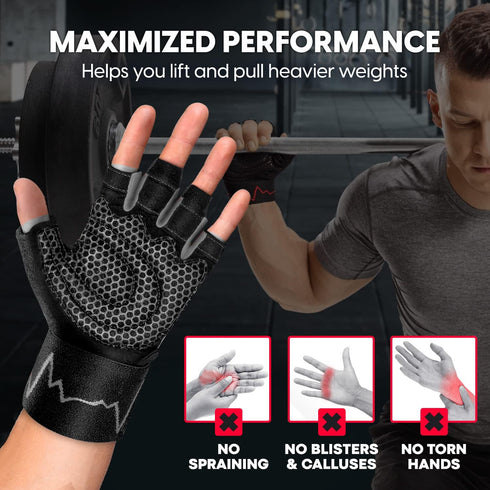MhIL Workout Gloves for Men Comfortable Gym Gloves for Men with Enhanced Grip for Safety and Hand Protection Weight