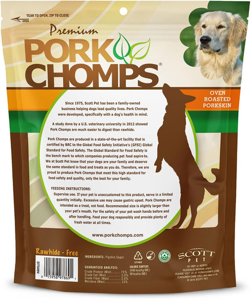 10 Count Pork Chomps Roasted Pork Skin Dog Chews, Ear Shapes