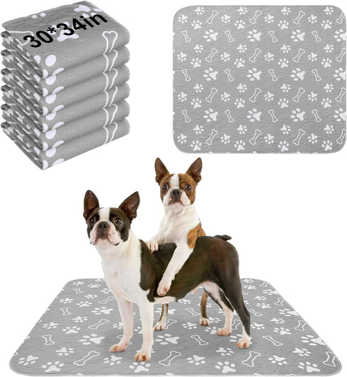 BEAUTYZOO 6 Pack Washable Pee Pads for Dogs, Reusable, Waterproof, Super Absorbent, Non-Slip Mats