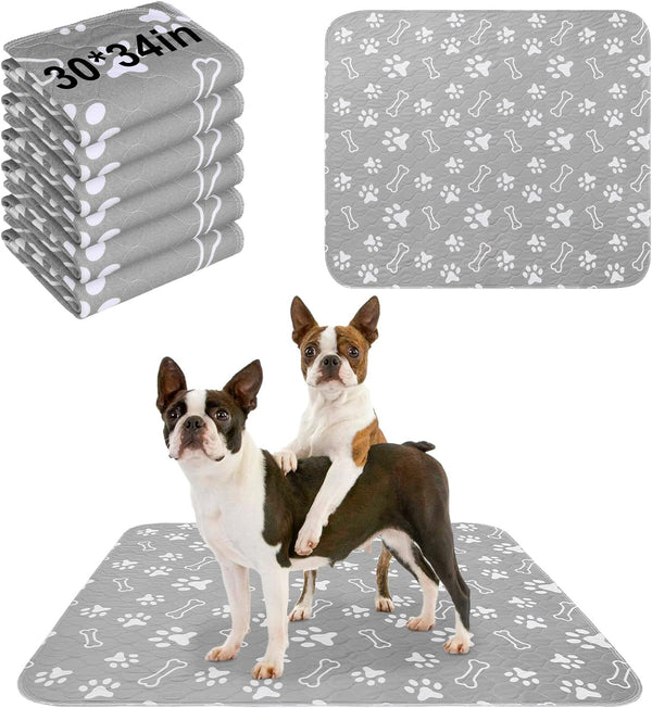 BEAUTYZOO 6 Pack Washable Pee Pads for Dogs, Reusable, Waterproof, Super Absorbent, Non-Slip Mats