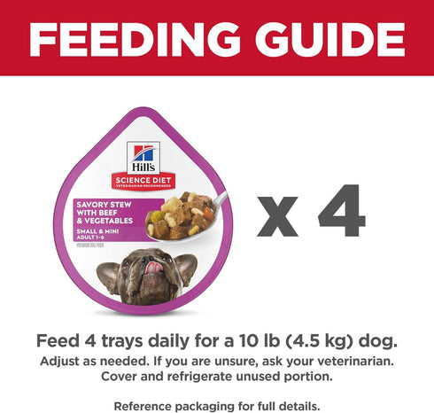 1-6 3.5 oz. 12-Pack Hill's Science Diet Adult Small & Mini Wet Dog Food, Beef & Vegetables, Trays