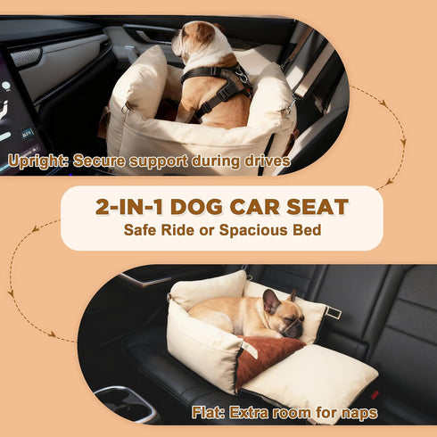 Felixora 25lbs Dog Car Seats for Small Dogs, Waterproof Puppy Car Seat with Side Handles and Large Pockets, Clip-On
