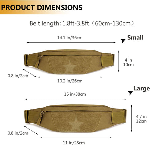 Protector Plus Tactical Running Waist Pack - Military Fitness Fanny Bag Sling Hip Bumbag, Black, Size S