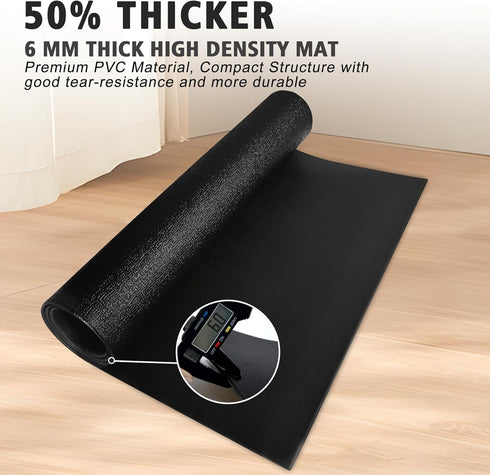 Peloton Bike Mat, 6mm Thickness, 30" x 72" Non-Slip Exercise Mat for Hardwood Floors or Carpet