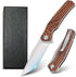 Pocket Folding Knife for Men, D2 Steel Hunting Knife with Wood Handle, Fishing Hiking Survival Knife with Safety Liner
