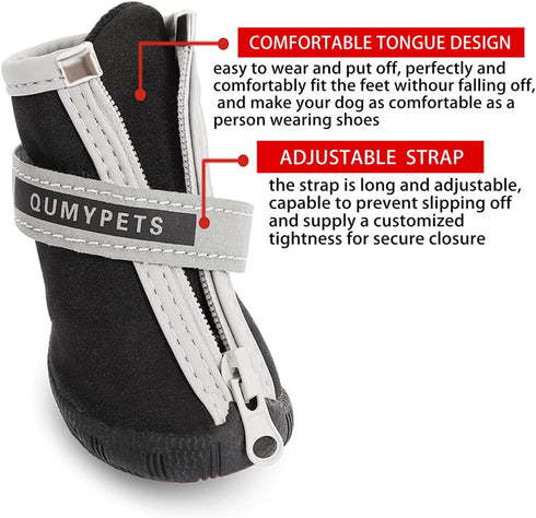 QUMY Dog Shoes for Small Dogs, Waterproof Puppy Boots & Paw Protectors for Winter Snow Day, Black 3.