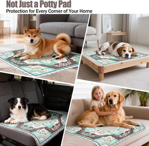 2-Pack, 31.5" 31.5" 4-Layer Washable Dog Pee Pads x Reusable Puppy Training Pads with Non-Slip Backing, Super Absorbent
