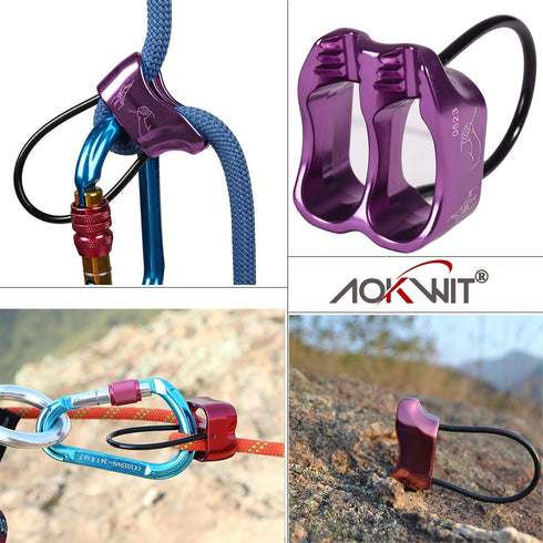 Professional 25KN Rappel ATC Belay Device, Aluminum V-grooved Rock Climbing Safety Equipment